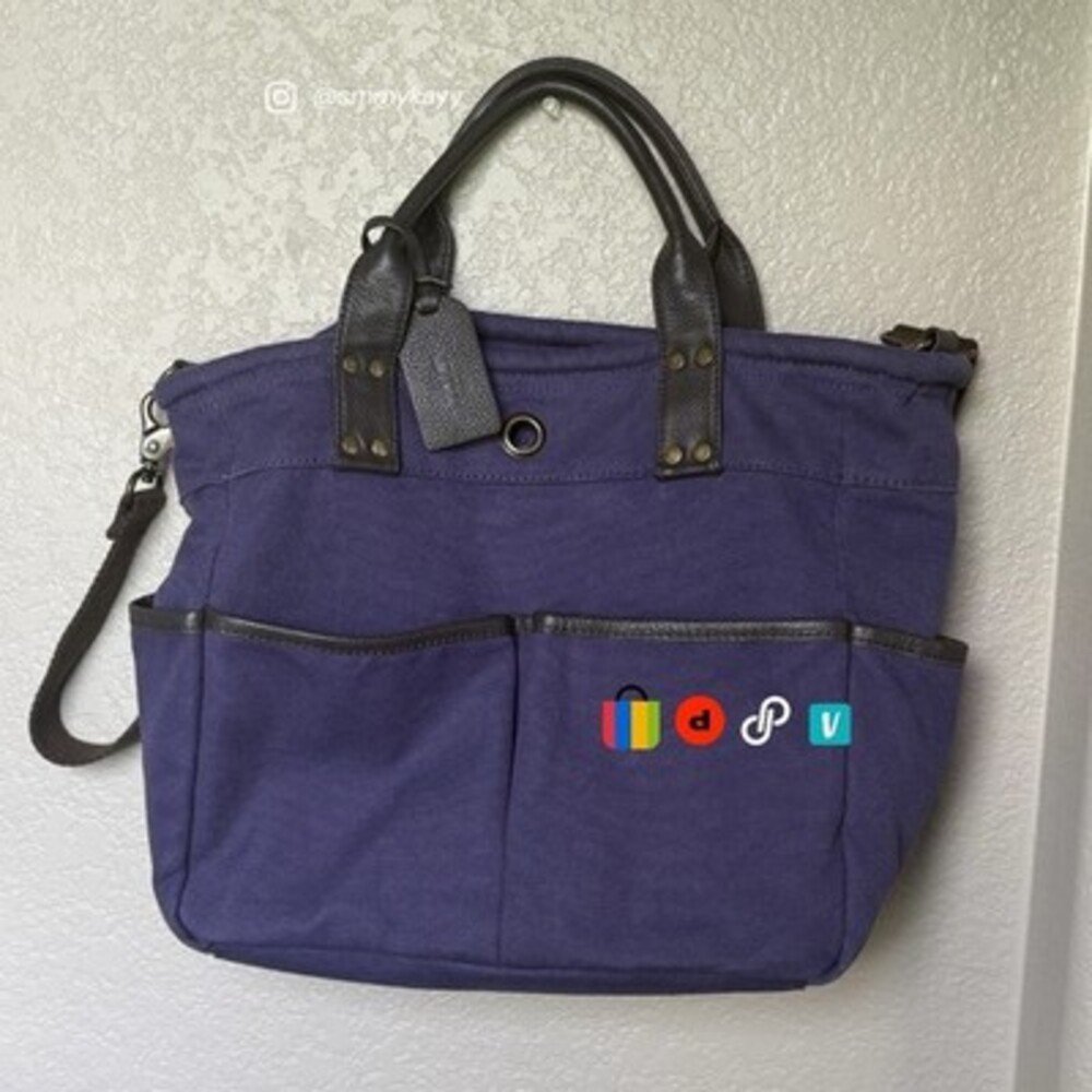 Leverage Canvas Purple Bloomsbury Tote with Shoulder Strap 6 Pockets